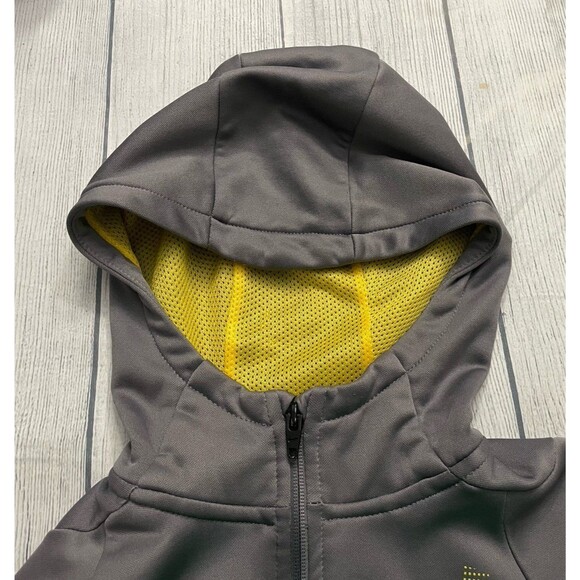 Nike Full Zip Grey Gray & Yellow Boy Track Jacket with Hood, Size Youth 6-7 - Picture 2 of 5